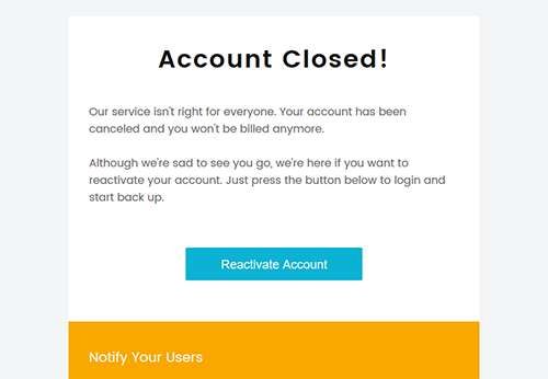 Closed Account page